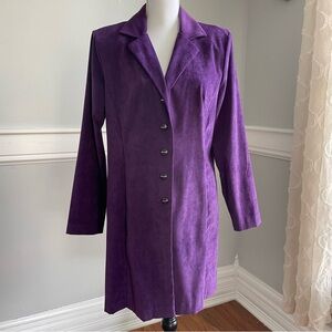 Vintage Dress Barn Long Jacket Elegant Purple Women's Coat Microfiber Size 12